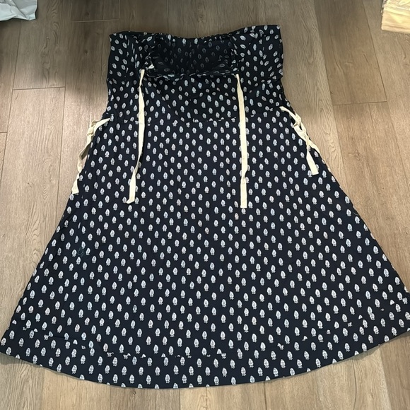 NEW! Banana Republic Navy Blue Paisley Cotton Poplin Tie-Waist Midi Dress 🪷🍉 - Picture 6 of 8